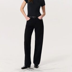 rag & bone Featherweight Logan Wide Leg Jeans Black Size 33